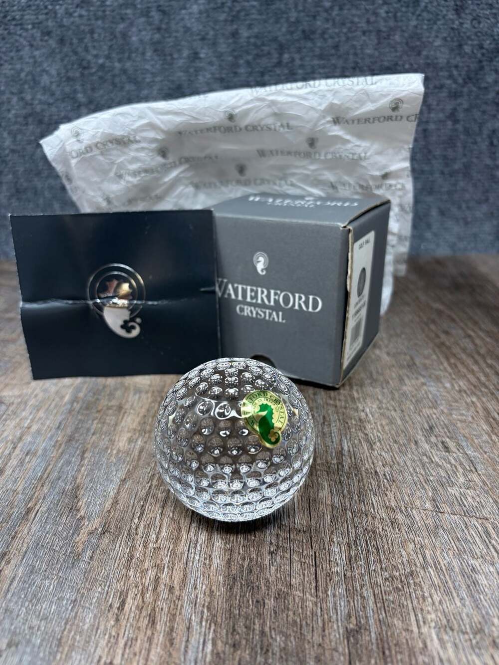Waterford Crystal Golf Ball Made in Ireland New in Box Sticker Intact 2.5" 2000